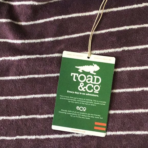 Toad & Co soft purple and white stripe pullover with front pocket, oversized - Picture 7 of 15